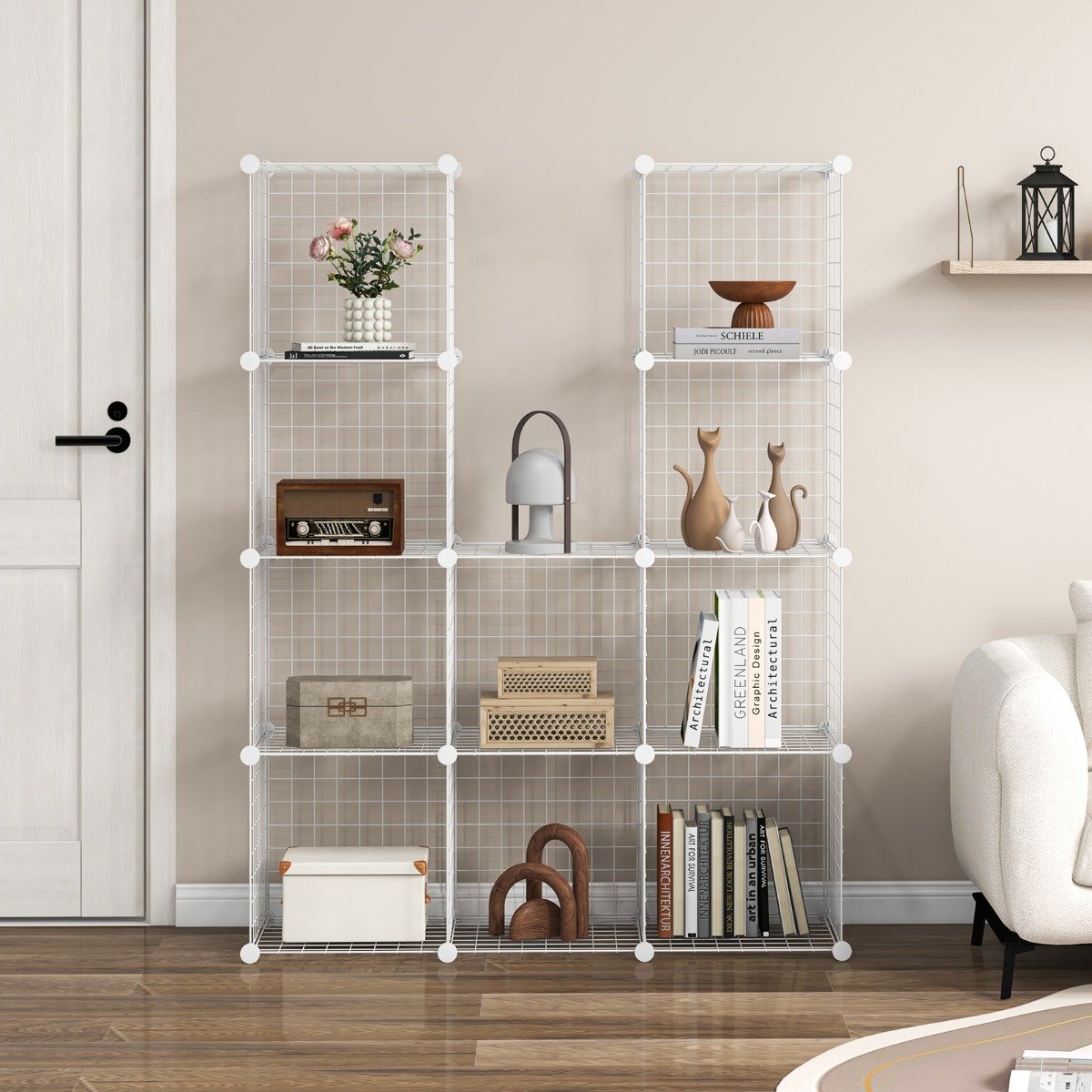 12 Wire Cube Storage Unit-White