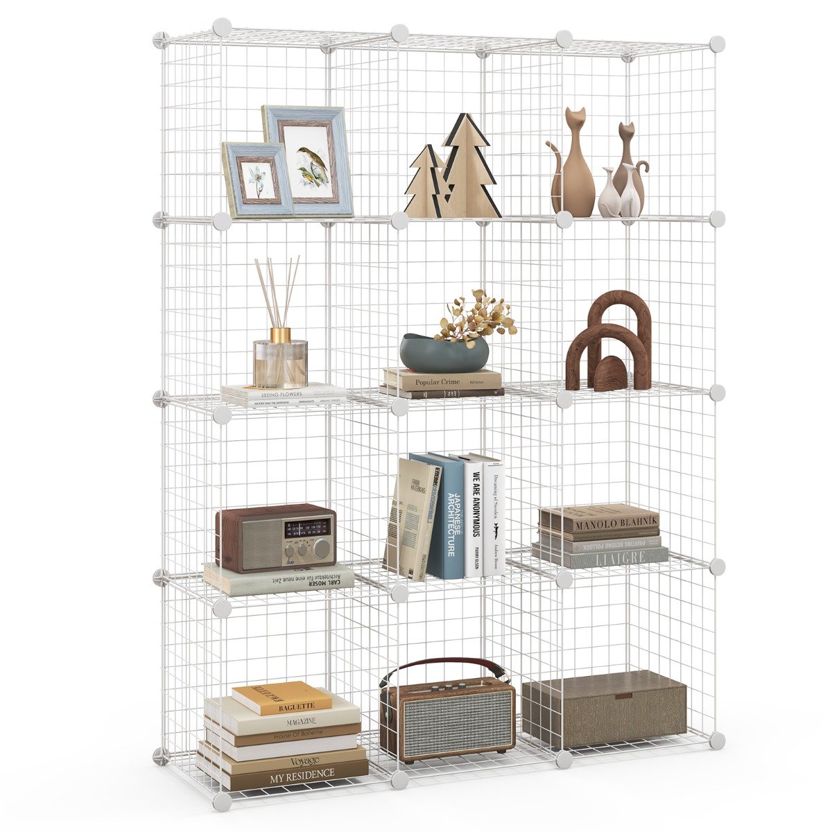 12 Wire Cube Storage Unit-White