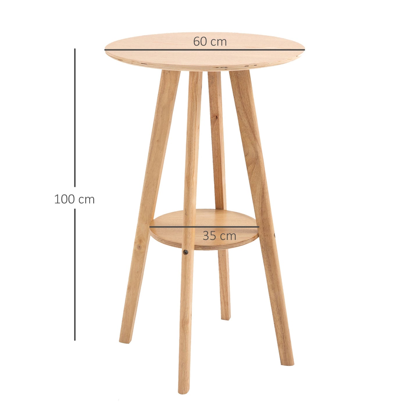 Round Cocktail Bar Table Dinning Table with Wood Legs for Pub, Dining Room, Kitchen & Home bar