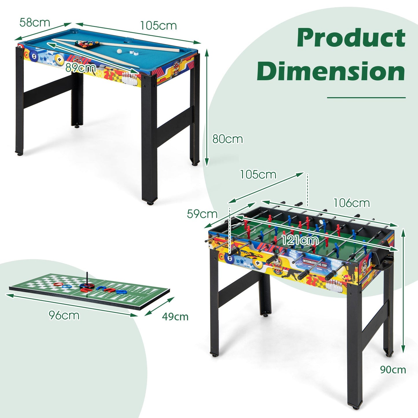 12-in-1 Combo Game Table Set Multi Game Table with Foosball