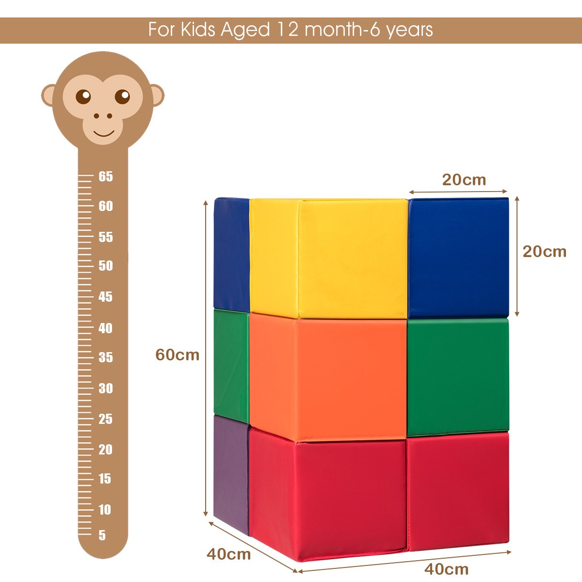 12 Pieces Foam Building Blocks for Kids Soft Foam Playset