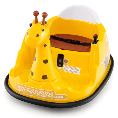 12V Bumper Car Giraffe Toddler 360¬∞ Spinning Ride on Toy-Yellow