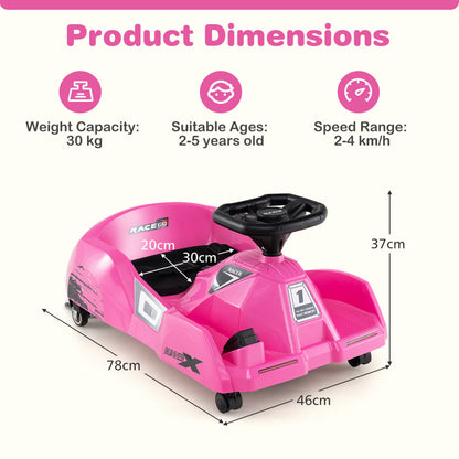 12V Electric Cleaning Go Kart Ride on Race Car with Detachable Mop-Pink