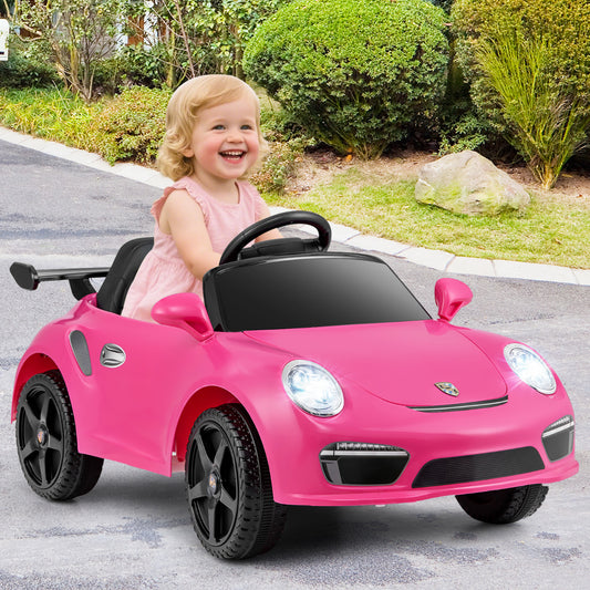 Licensed Porsche Electric Vehicle 12V Kids Ride on Car with Remote Control-Rose