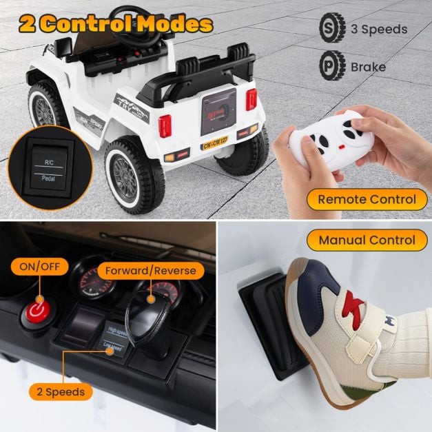 12V Kids Ride on Car with Soft Start and Battery Powered-White