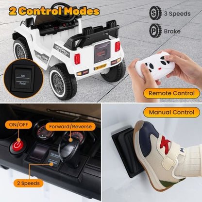 12V Kids Ride on Car with Soft Start and Battery Powered-White