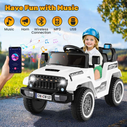 12V Kids Ride on Car with Soft Start and Battery Powered-White