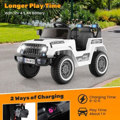 12V Kids Ride on Car with Soft Start and Battery Powered-White