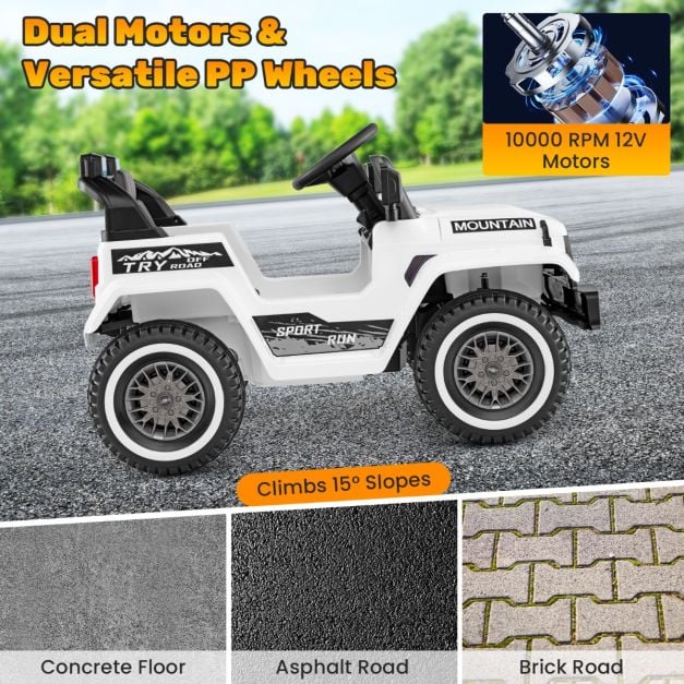 12V Kids Ride on Car with Soft Start and Battery Powered-White