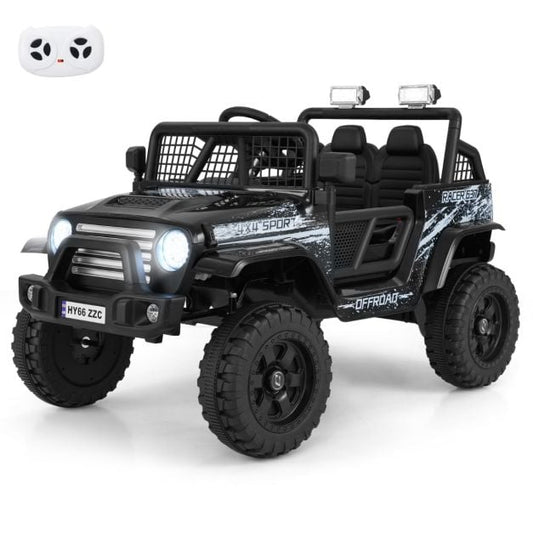 12V Kids Ride on Truck Car with Remote Control and LED Lights-Black