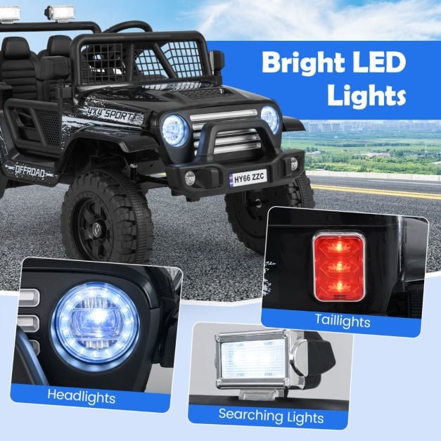 12V Kids Ride on Truck Car with Remote Control and LED Lights-Black