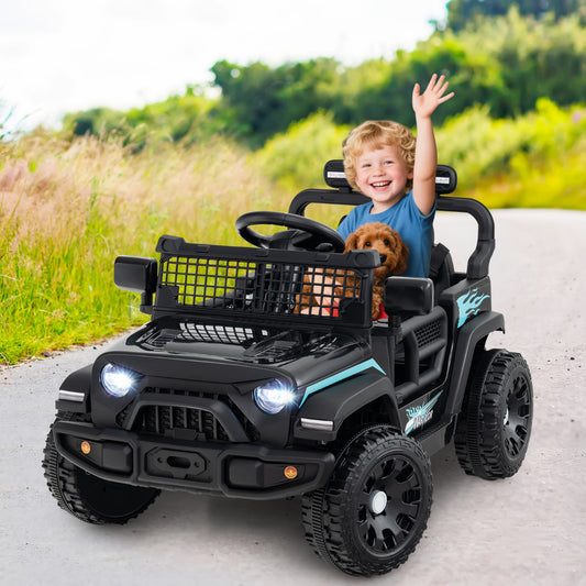 12V Kids Ride on Truck Car with Remote Control for Kid Over 3 Years Old-Black