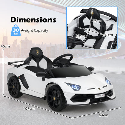 12V Licensed Lamborghini Kids Ride on Car with Remote Control-White