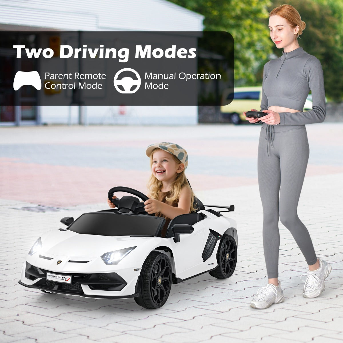 12V Licensed Lamborghini Kids Ride on Car with Remote Control-White