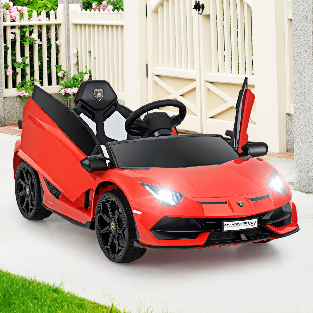 12V Licensed Lamborghini Kids Ride on Car with Remote Control-Red