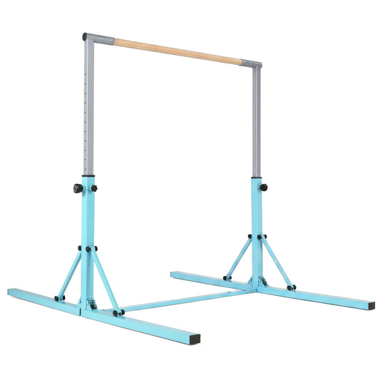 13-Level Adjustable Heights Foldable Gymnastics Bar for Kids-Green