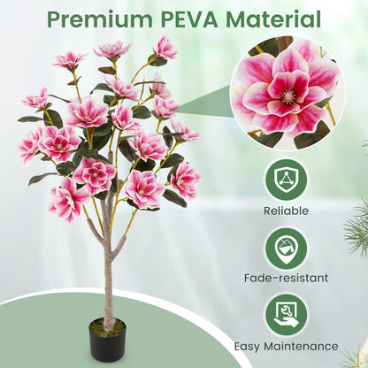 130CM Artificial Magnolia Tree Faux Wedding Flower Plant with Realistic Moss-2 Pack