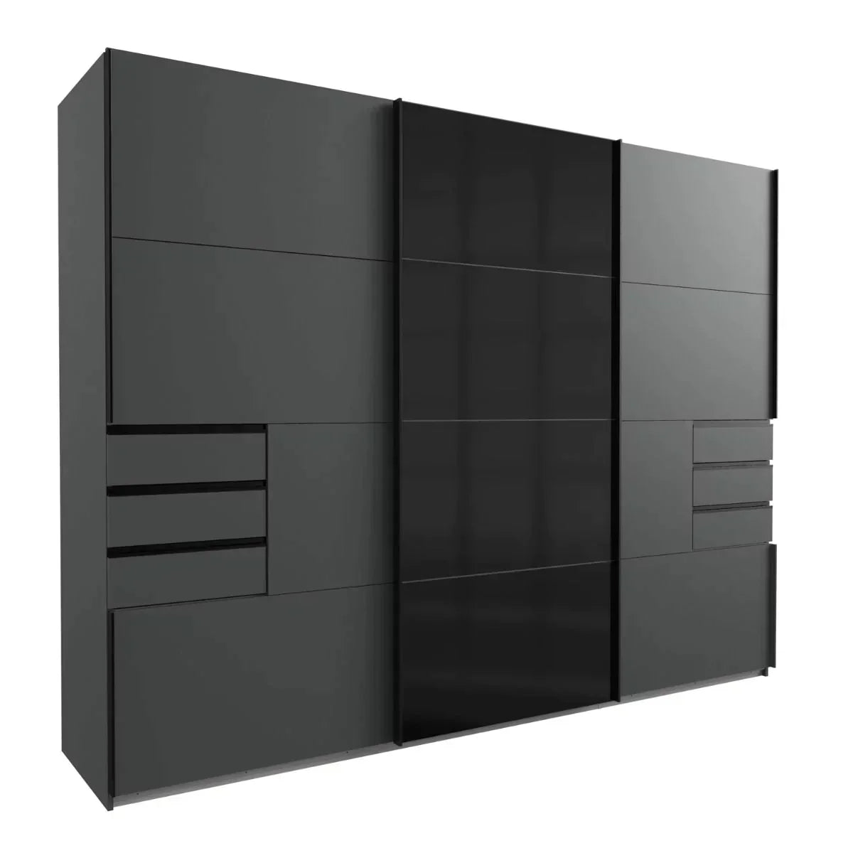 Sliding Wardrobe AMBER 3 Door Mirrored Wardrobe Black 270cm