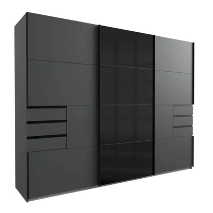 Sliding Wardrobe AMBER 3 Door Mirrored Wardrobe Black 270cm