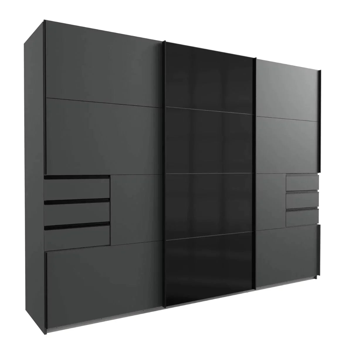 Senegal 3 Door Sliding Wardrobe with Mirror - Black