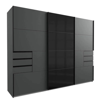 Senegal 3 Door Sliding Wardrobe with Mirror - Black