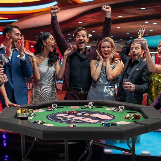 130 cm Foldable Poker Table with Padded Rails and Folding Legs for 8 Players-Green