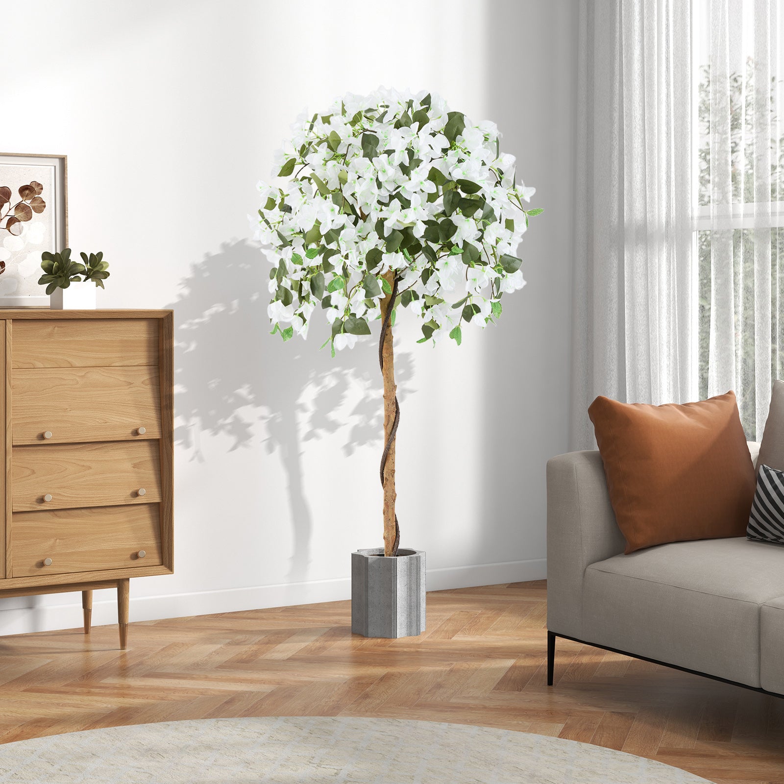 130cm Artificial Azalea Tree with 576 Flowers and 288 Leaves 2 Pack-White