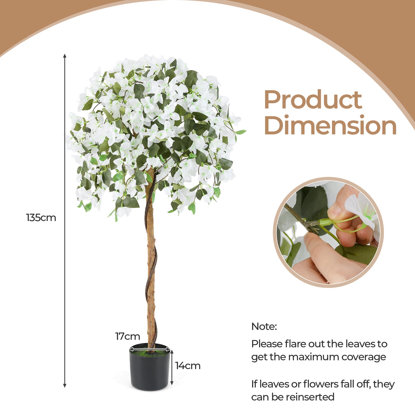 130cm Artificial Azalea Tree with 576 Flowers and 288 Leaves 2 Pack-White