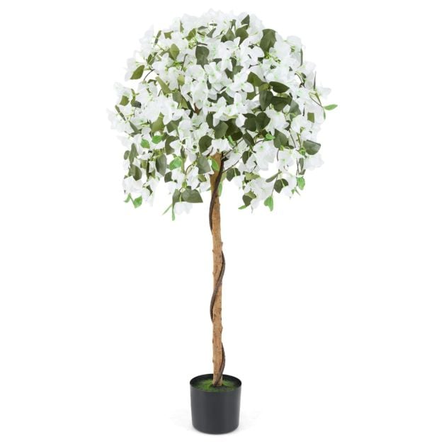 4.5 Feet Artificial Azalea Tree with Cement Pot-White