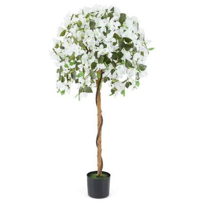 4.5 Feet Artificial Azalea Tree with Cement Pot-White
