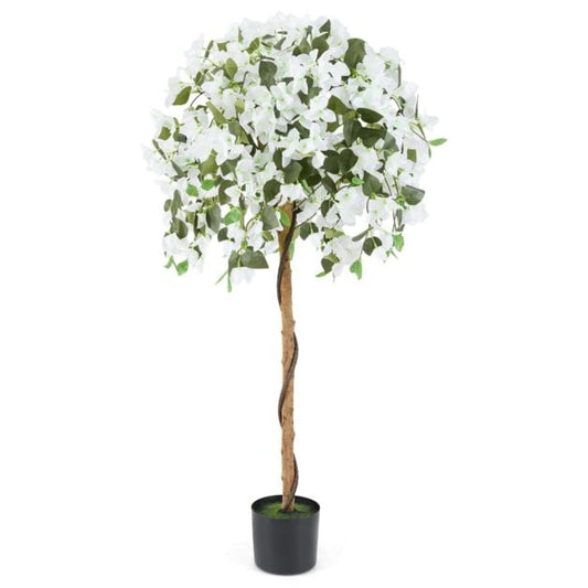 4.5 Feet Artificial Azalea Tree with Cement Pot-White