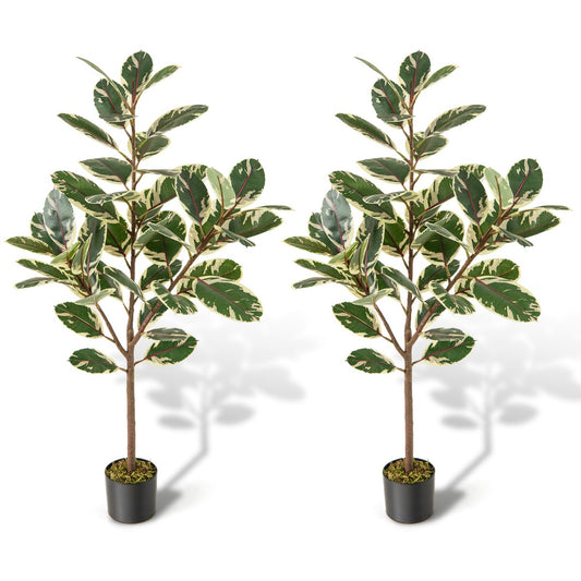 2 Pack 130cm Tall Artificial Bird of Paradise Plant with 46 Multi-colored PEVA Leaves-Green