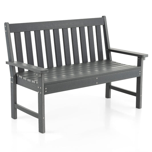 132 CM All-Weather HDPE Garden Bench in Grey