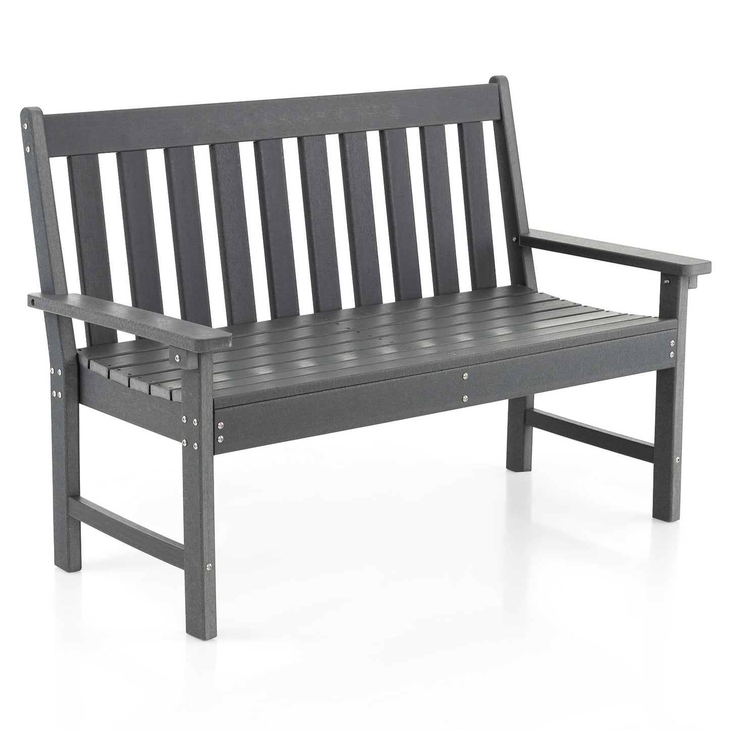 Ławka ogrodowa HDPE All-Weather 132 CM z oparciem i podłokietnikami - szara