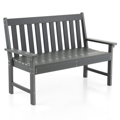 Ławka ogrodowa HDPE All-Weather 132 CM z oparciem i podłokietnikami - szara