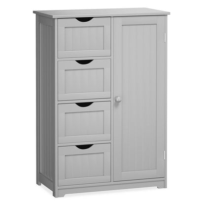 Freestanding Storage Cupboard with Adjustable Shelf and Drawers-Grey