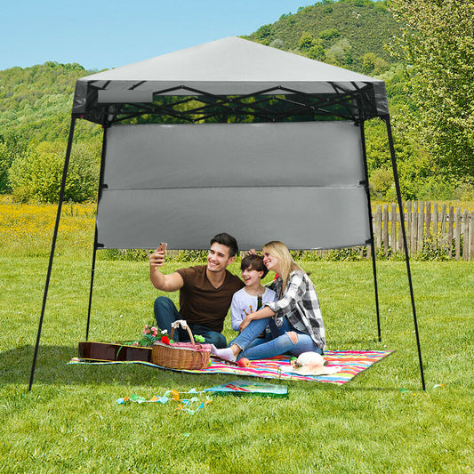 1.8M x 1.8M Pop Up Gazebo with 1 Side Panel-Grey