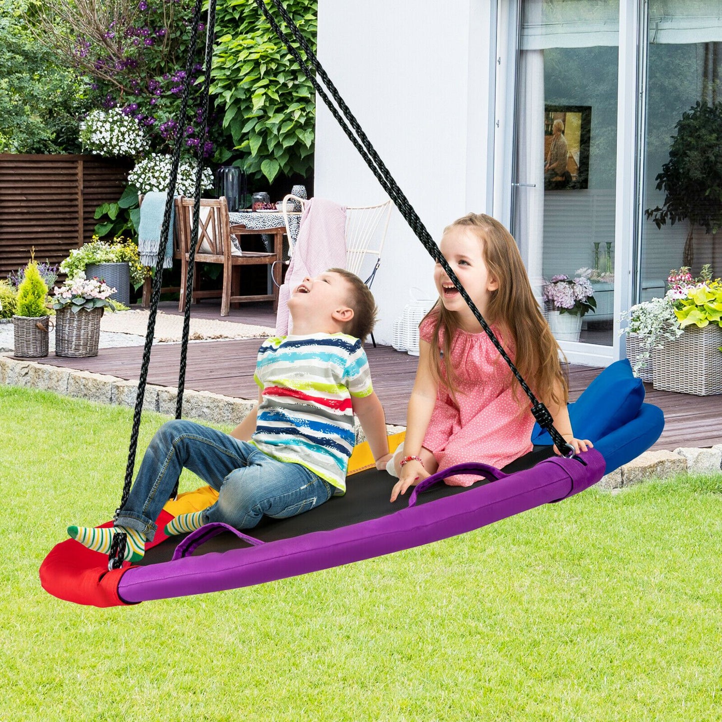 100cm Round Saucer Tree Swing with Pillow & Handle