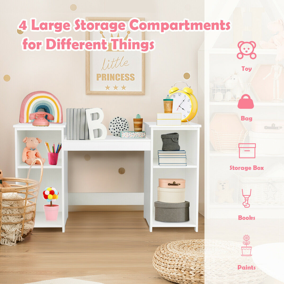 Princess Makeup Table Kids Vanity with Mirror