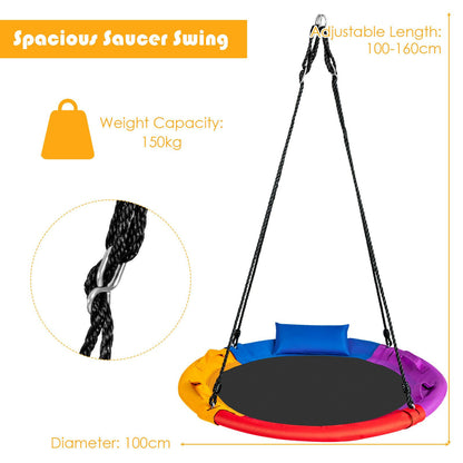 100cm Round Saucer Tree Swing with Pillow & Handle