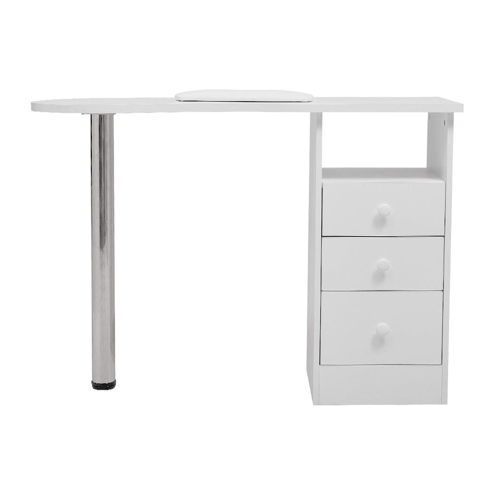 106cm White 3 Drawers Manicure Table with Metal Leg