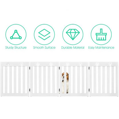 4 Panels Folding Pet Gate-White