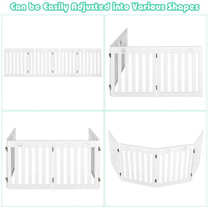4 Panels Folding Pet Gate-White