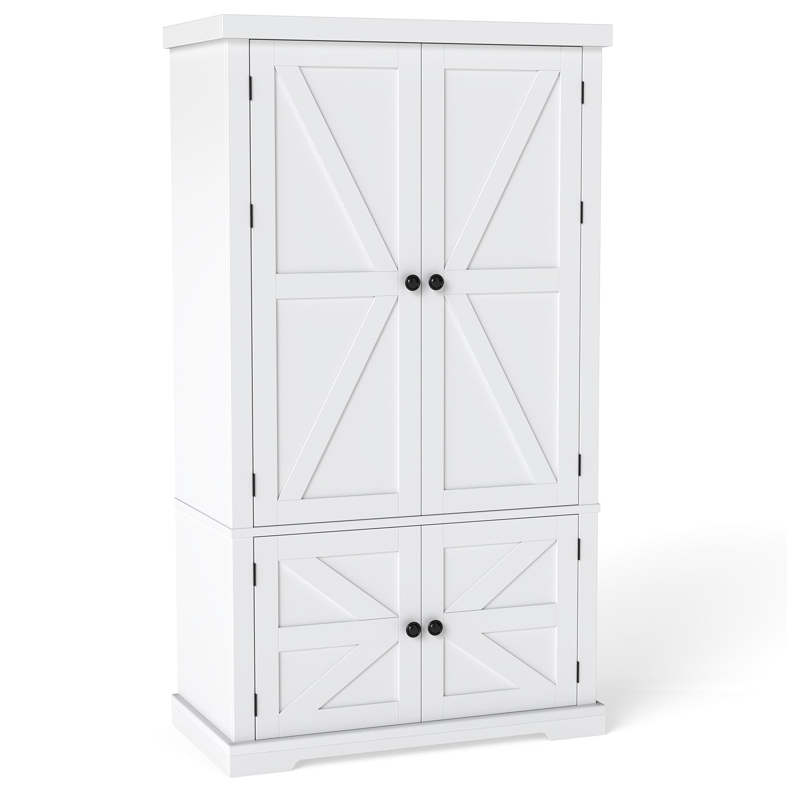 139 cm Pantry Cabinet with 4 Doors and 6 Door Shelves-White