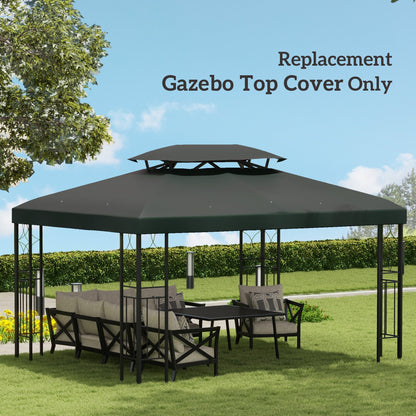 غطاء بديل لمظلة Gazebo مقاس 3 × 4 أمتار من Outsunny، غطاء علوي مكون من طبقتين للسقف ومظلة واقية من الأشعة فوق البنفسجية للحديقة والفناء الخارجي، رمادي غامق (الغطاء العلوي فقط)