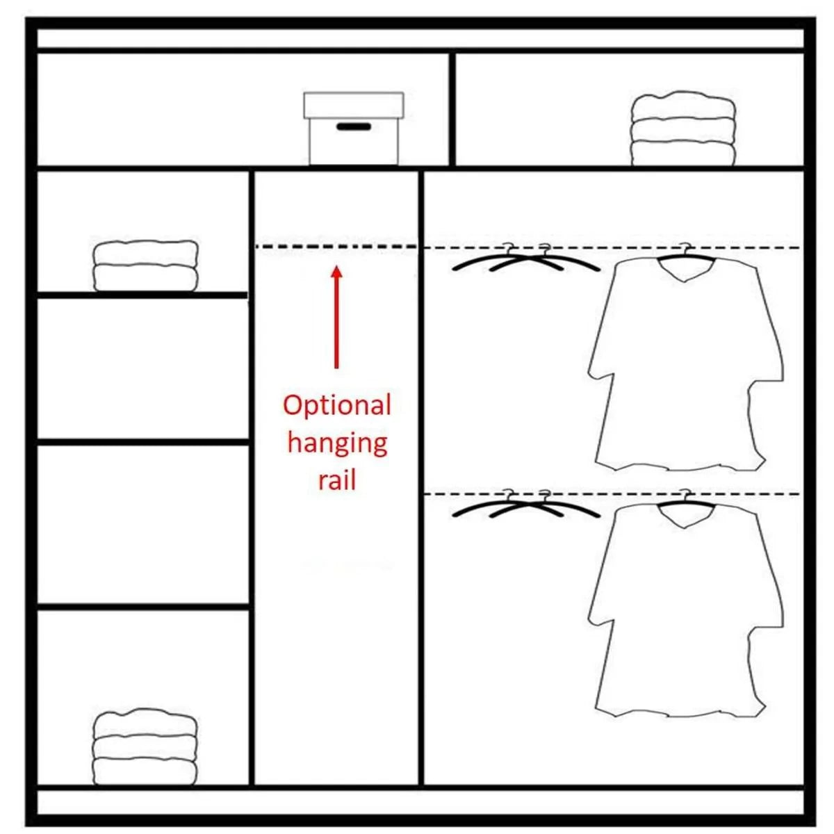 Broadland Sliding Door 203cm Wardrobe with Mirror - Black, White, Sonoma