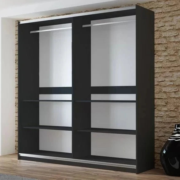 Lisa 2 Sliding Door Mirror Wardrobe White, Black, Grey