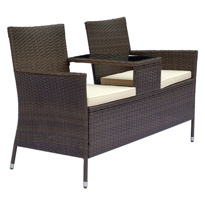 2-Seater Rattan Companion Chair - Black, Brown or Grey