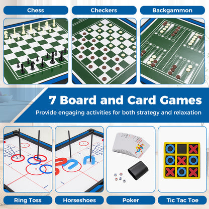 14-in-1 Combo Game Table Set Multi-Game Table 126 CM - Billiards-Blue