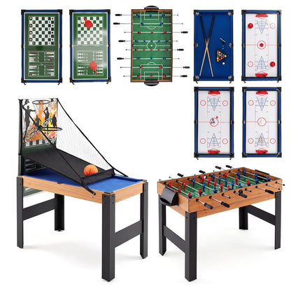 14-in-1 Combo Game Table Set Multi-Game Table 126 CM - Billiards-Natural